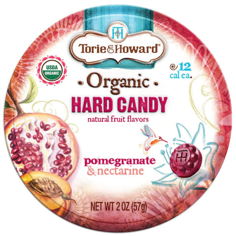 Torie & Howard Pomegranate & Nectarine Organic Hard Candy Tins 2oz [Pack of 4]